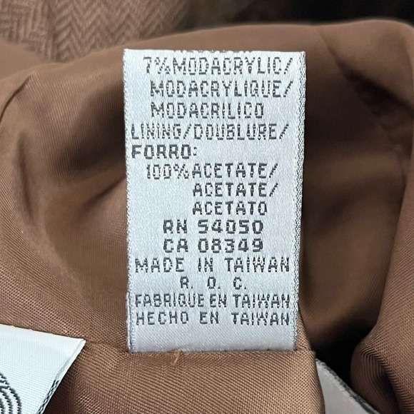 Talbots Faux Fur Collar Wool Herringbone Tweed Button Front Jacket in Brown Sz 8 - Picture 14 of 15